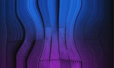 Abstract Tech Background with Wavy Vertical Slat Texture and Blue to Purple.. Stock Illustration