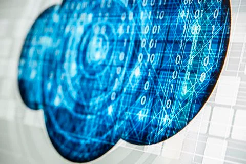 Abstract tech binary blue picture taked from perspective Stock Photos