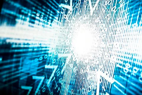 Abstract tech binary blue picture taked from perspective Stock Photos