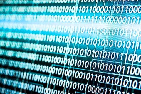 Abstract tech binary blue picture taked from perspective Foto stock