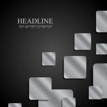 Abstract tech dark background with metal squares イラスト素材