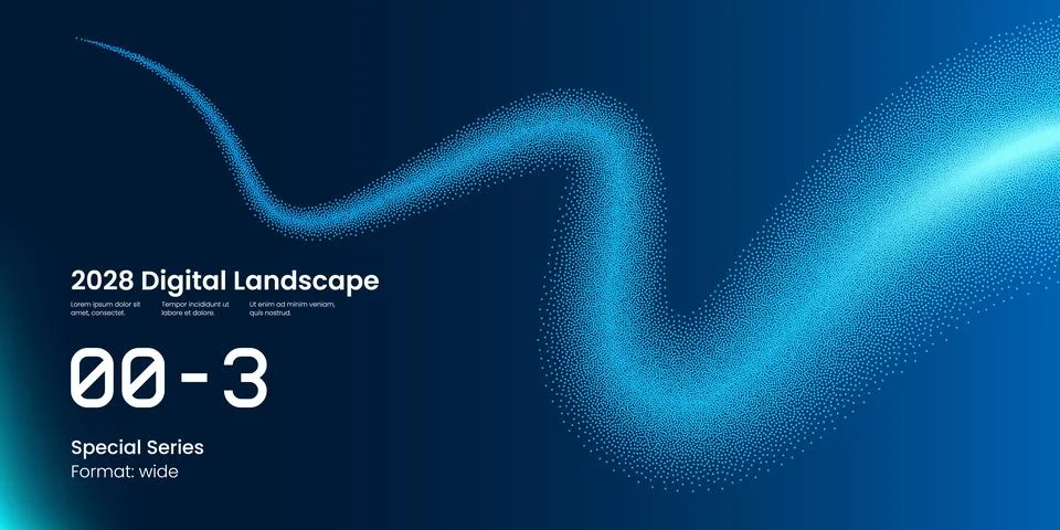 Abstract Tech Dots Digital Technology Blue Vector Shape Background. Artificial Stock Illustration