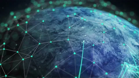 Abstract Tech Earth Globalization in 3d Motion Graphic Business Communications Stock Footage 162463960