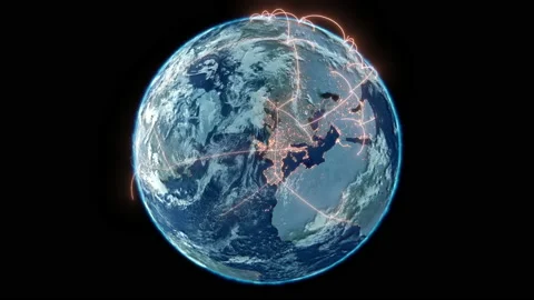 Abstract Tech Earth Globalization in 3d Motion Graphic. Stock Footage 206995479