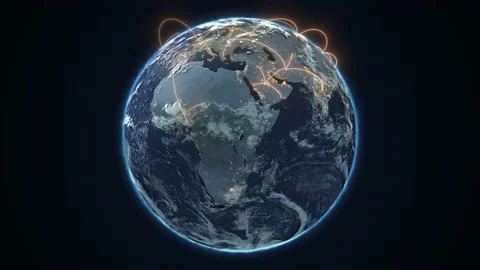 Abstract Tech Earth Globalization in 3d Motion Graphic. Stock Footage 206997981
