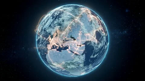 Abstract Tech Earth Globalization in 3d Motion Graphic. Stock Footage 207000523