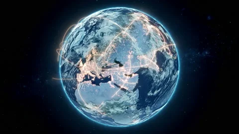 Abstract Tech Earth Globalization in 3d Motion Graphic. Video stock 208869241