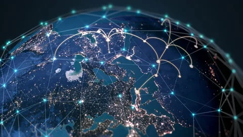Abstract Tech Earth Globalization in 3d Motion Graphic. Video stock 209124129