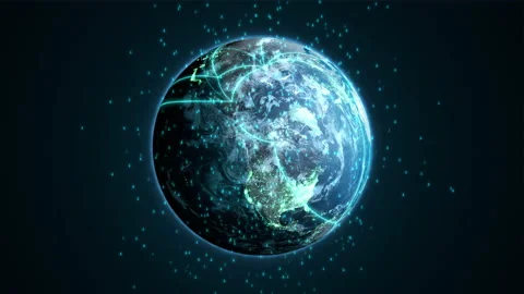 Abstract Tech Earth Globalization in 3d Motion Graphic. Stock Footage 209125504