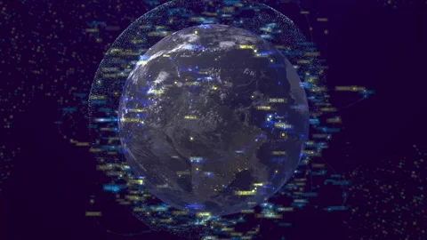 Abstract Tech Earth Globalization in 3d Motion Graphic.  Video stock 217709681