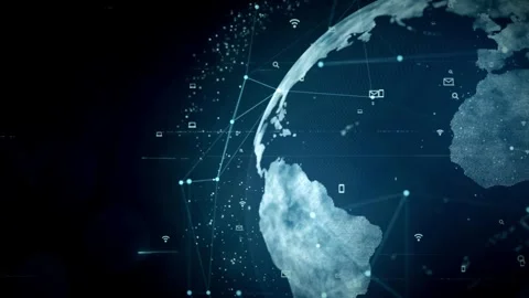 Abstract Tech Earth Globalization in 3d Motion Graphic. Concept Transmit Ai Netw Stock Footage 251861787