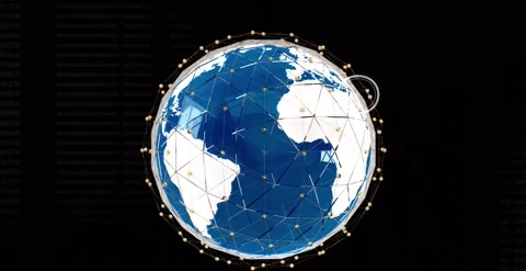 Abstract Tech Earth Globalization with interconnectivity. Broadcasting network	 Stock Footage 236773355