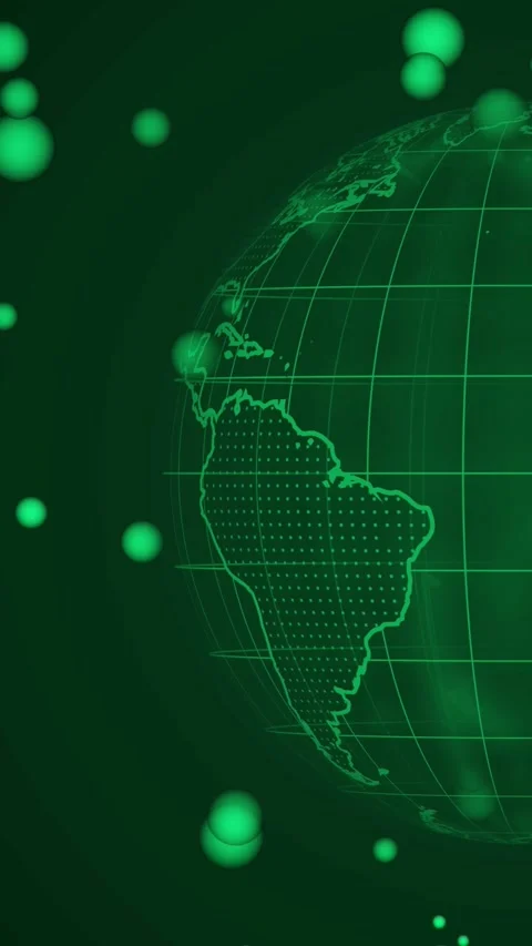 Abstract tech earth globe made of colorful particles. Digital world map ani.. Stock Footage 308743533