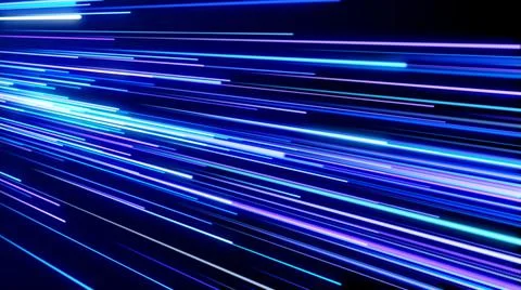 Abstract Tech Futuristic Blue Perspective View Glowing Light Streaks Straight  Stock Illustration