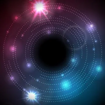 Abstract tech futuristic dotted lines circles background Illustrazione stock