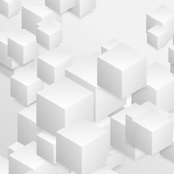 Abstract tech geometric 3d background with paper cubes Illustrazione stock