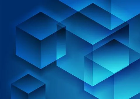 Abstract tech geometric background with blue 3d cubes Illustrazione stock