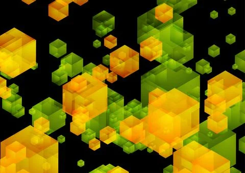 Abstract tech geometric background with bright 3d cubes Illustrazione stock