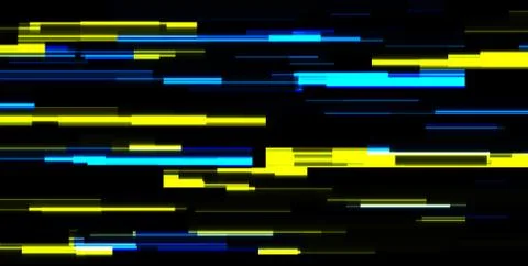 Abstract tech glowing neon lines vector background with glitch effect Stock Illustration