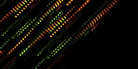 Abstract tech glowing neon lines vector background with glitch effect Stock Illustration