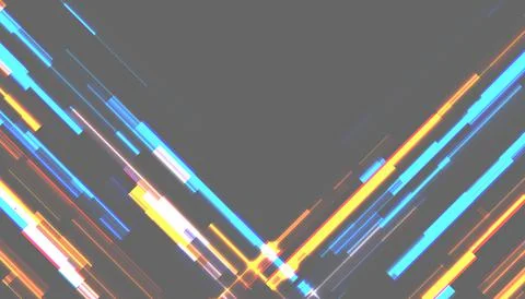 Abstract tech glowing neon lines vector background with glitch effect Stock Illustration