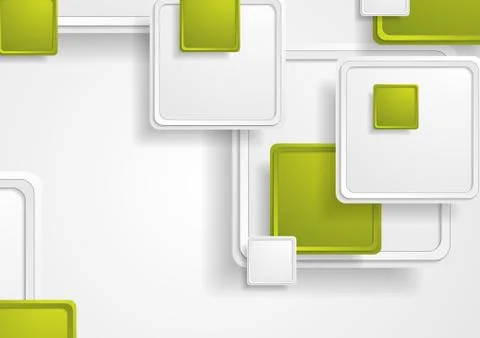 Abstract tech green grey squares background Illustrazione stock