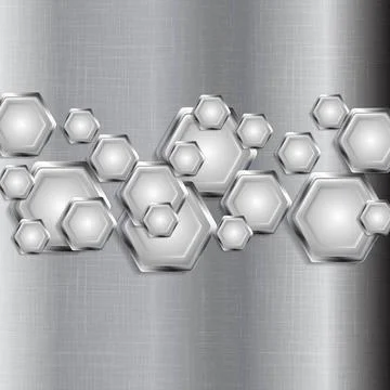Abstract tech grey background with metal hexagons Abstract tech grey backg... Stock Photos