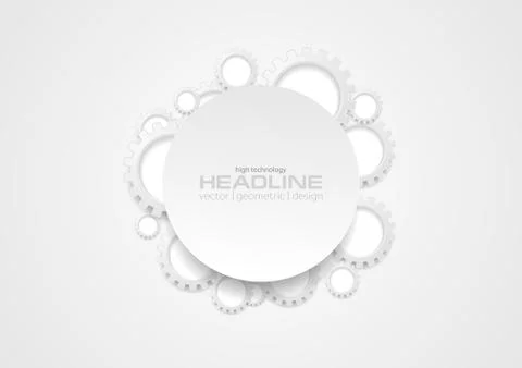 Abstract tech grey gears and blank circle background Stockillustratie