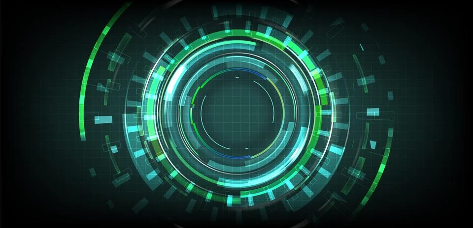 Abstract tech HUD background with glowing ring 스톡 일러스트