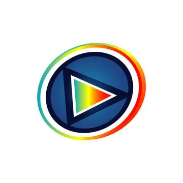 Abstract tech media play button logo design icon vector illustration Stock Illustration
