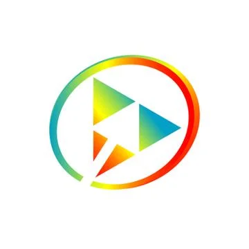 Abstract tech media play button logo design icon vector illustration Stock Illustration