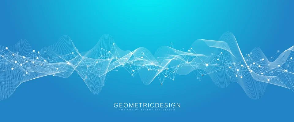 Abstract tech network connection dots. Digital technology and big data analysis Illustrazione stock