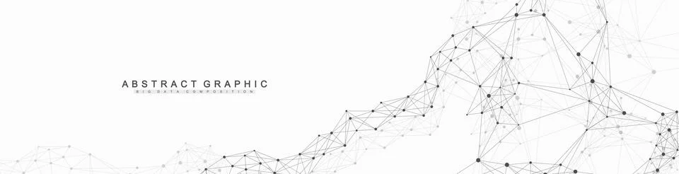 Abstract tech network connection dots. Digital technology and big data analysis Illustrazione stock