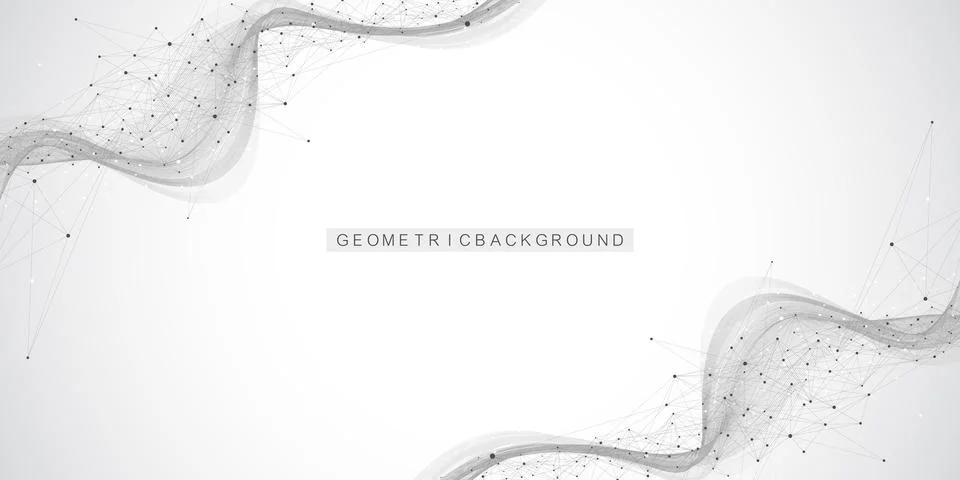 Abstract tech network connection dots. Digital technology and big data analysis Illustrazione stock