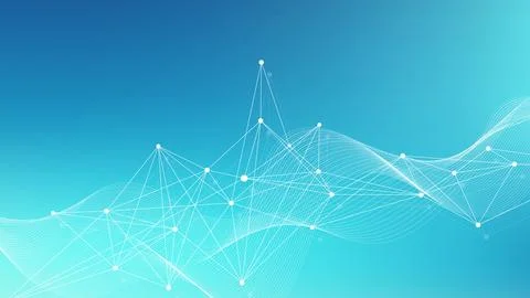 Abstract tech network connection dots. Digital technology and big data analysis Stock Illustration