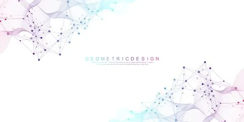 Abstract tech network connection dots. Digital technology and big data analysis Illustrazione stock