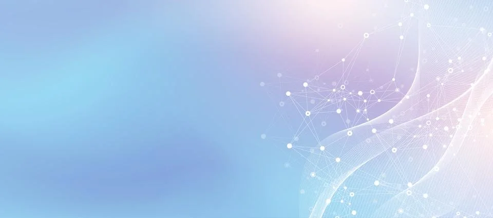 Abstract tech network connection dots. Digital technology and big data analysis Illustrazione stock