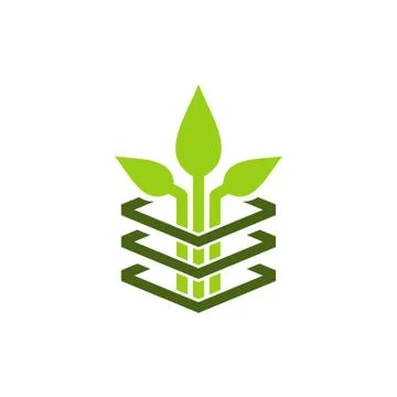 Abstract tech organic plant vector icon Stock Illustration