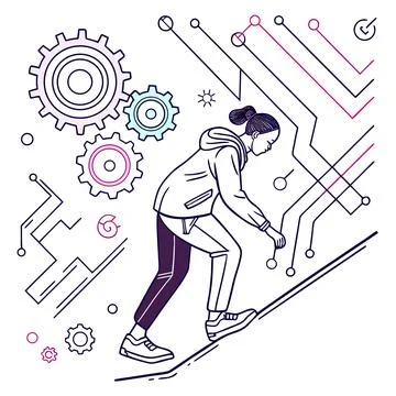 Abstract Tech Patterns with Neon Circuits and Futuristic Style Illustrazione stock