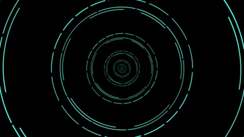 Abstract tech startup background with digital motion tunnel and spinning circles Video stock 327540602