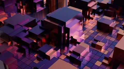 Abstract tech wallpaper featuring sleek glossy blocks in violet Stockillustratie