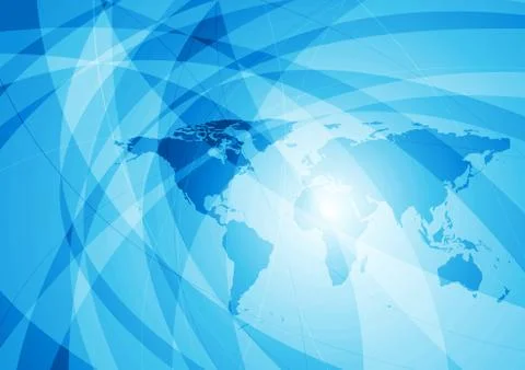 Abstract tech wavy background with earth map Illustrazione stock