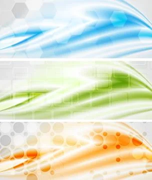 Abstract tech wavy banners. Vector illustration eps 10 Abstract tech wavy ... 스톡 사진