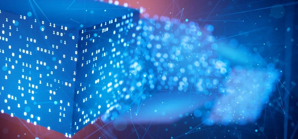 Abstract technical background. Big data. Binary code. Hacker attack. Blockc.. Illustrazione stock