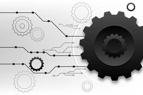 Abstract technical background Cogs gear wheel and circuit, hi-tech digital Stock Illustration