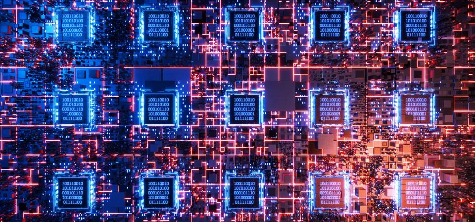 Abstract technical background. H Binary code. Big data. Data block. Cube wi.. Illustrazione stock