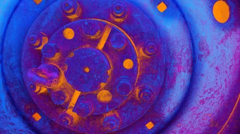 Abstract technical background, orange blue coloured. Stock Photos