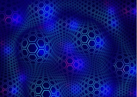 Abstract technical background of spheres and hexagons. Stock Illustration