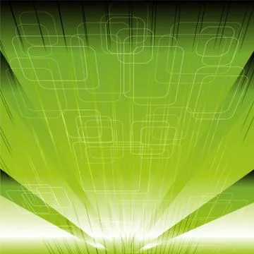 Abstract technical or technology green rays background Illustrazione stock