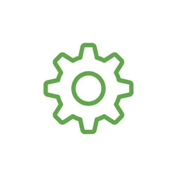 Abstract technical vector icon illustration on white background. Tick gear ep Stock Illustration